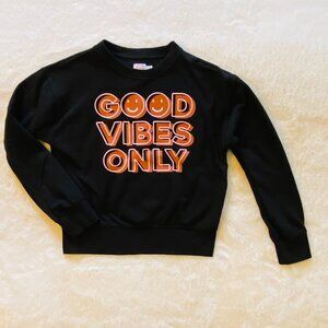 Wonder Nation Girl's Black Sweatshirt  Good Vibes Graphics Crew size Large 10-12